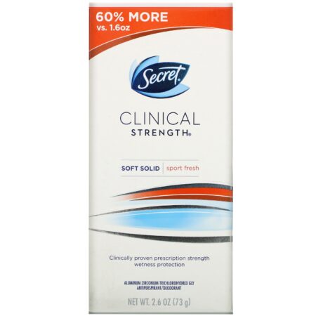 Secret, Clinical Strength, Antiperspirant/Deodorant, Soft Solid, Sport Fresh, 2.6 oz (73 g) - Image 2