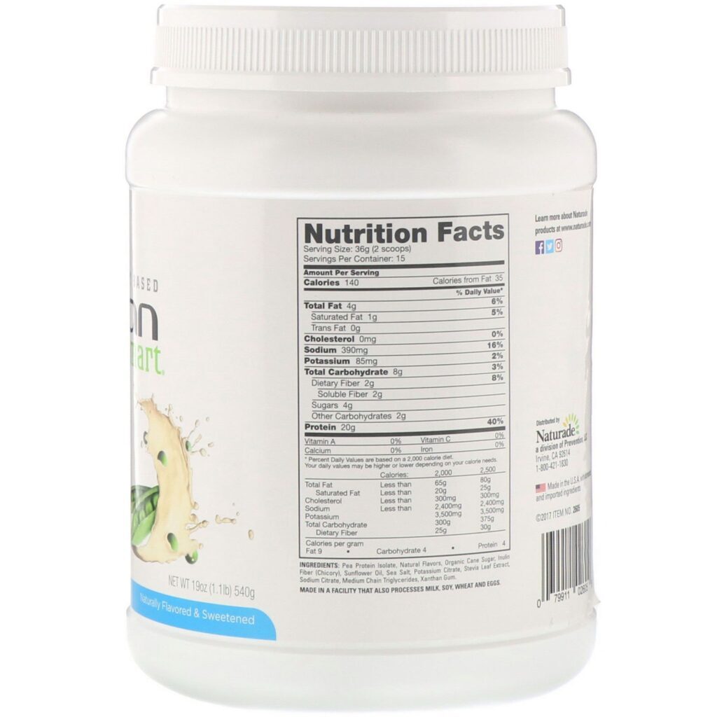 VeganSmart, Shake Proteico de Ervilha Orgânica, Baunilha, 19 oz (540 g) - Imagem 2
