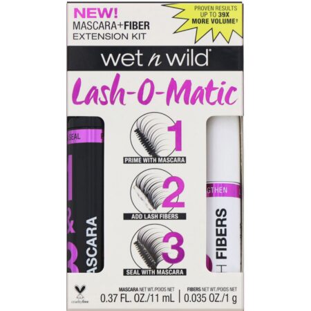 Wet n Wild, Rímel Lash-O-Matic + Kit de Extensão de Fibra, Preto intenso, 11 ml - Image 2