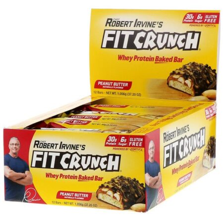 FITCRUNCH, Whey Protein Baked Bar, Peanut Butter, 12 Bars, 3.10 oz (88 g) Each