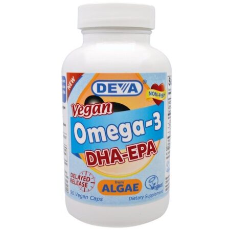 Deva, Ômega-3 Vegano, DHA-EPA, 200 mg, 90 Cápsulas Veganas