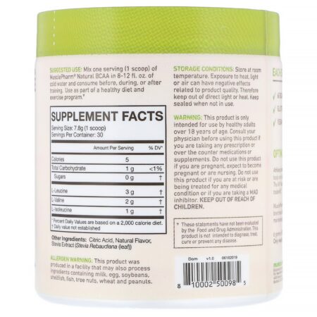 MusclePharm, BCAA natural, Frutas Tropicais, 234 g (0,52 lb) - Image 2