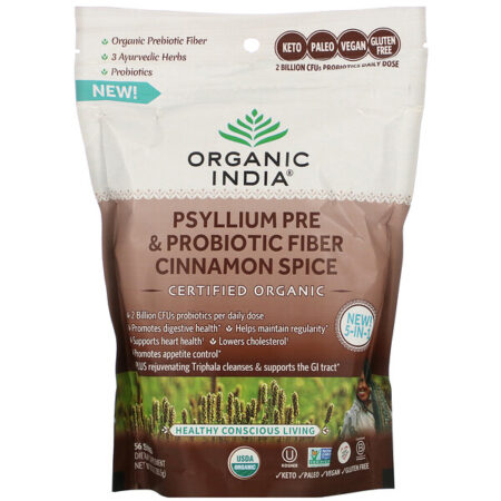 Organic India, Psyllium Pre & Probiotic Fiber, Cinnamon Spice, 10 oz (283 g)