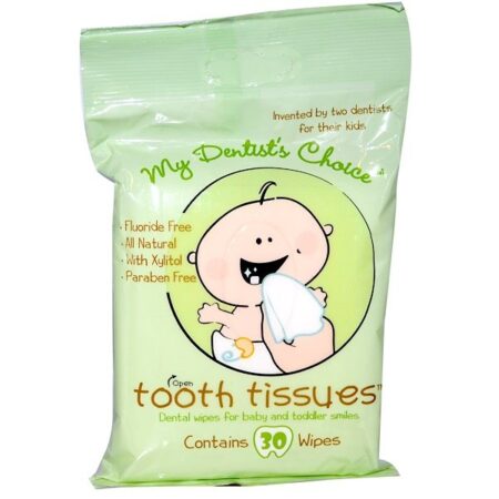 Tooth Tissues, My Dentist's Choice, Lenços de Limpeza Dental para Bebês e Crianças, 30 Lenços