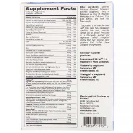 Ultamins, Multivitamínico para Mulheres Acima de 50 anos com CoQ10, Cogumelos, Enzimas, Vegetais e Frutos Silvestres, 60 Cápsulas Vegetais - Image 2