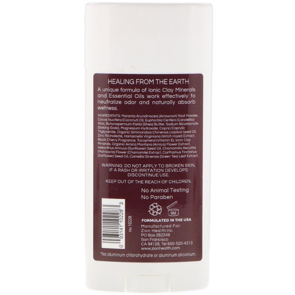 Zion Health, Forte, Desodorante ClayDry, Cereja Preta, 80 g - Imagem 2