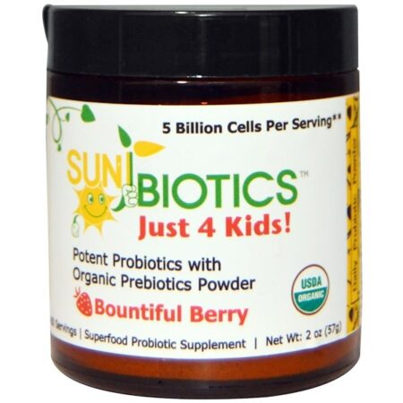 Sunbiotics, Just 4 Kids! Probióticos Potentes com Prebióticos Orgânicos em Pó, Frutas Vermelhas em Abundância, 2 oz (57 g)