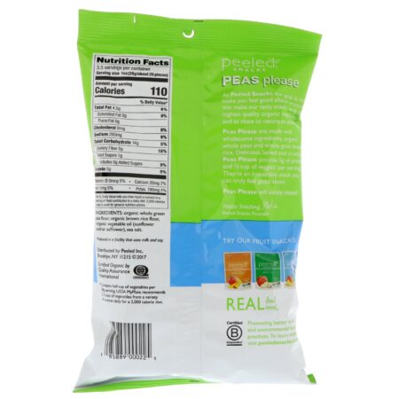 Peeled Snacks, Organic, Peas Please, Sea Salt, 3.3 oz (94 g) - Image 2