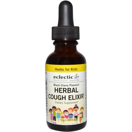 Eclectic Institute, Ervas Para Crianças, Elixir de Ervas Contra Tosse, Sabor Cereja Preta, 1 oz fl (30 ml)