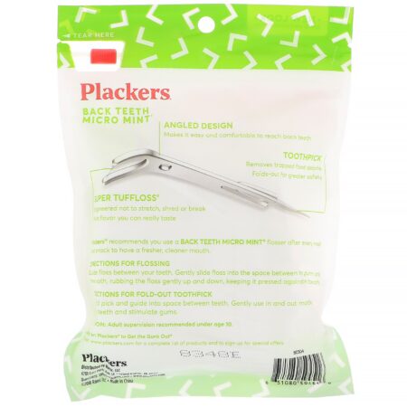 Plackers, Black Teeth Micro Mint, Limpador Dental, Hortelã, 75 Unidades - Image 2