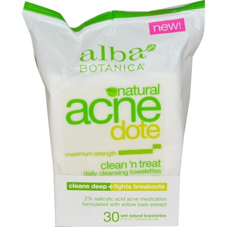 Alba Botanica, Acne Dote, Daily Cleansing Towelettes, Oil Free, 30 Wet Towelettes