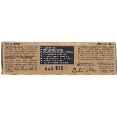 The Natural Family Co., Blak, Whitening Toothpaste, Activated Charcoal, 3.52 oz (100 g) - Image 2