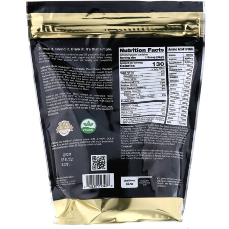 California Gold Nutrition, Proteína à Base de Plantas de Chocolate, Vegana, Fácil de Digerir, 907 g (2 lb) - Image 2