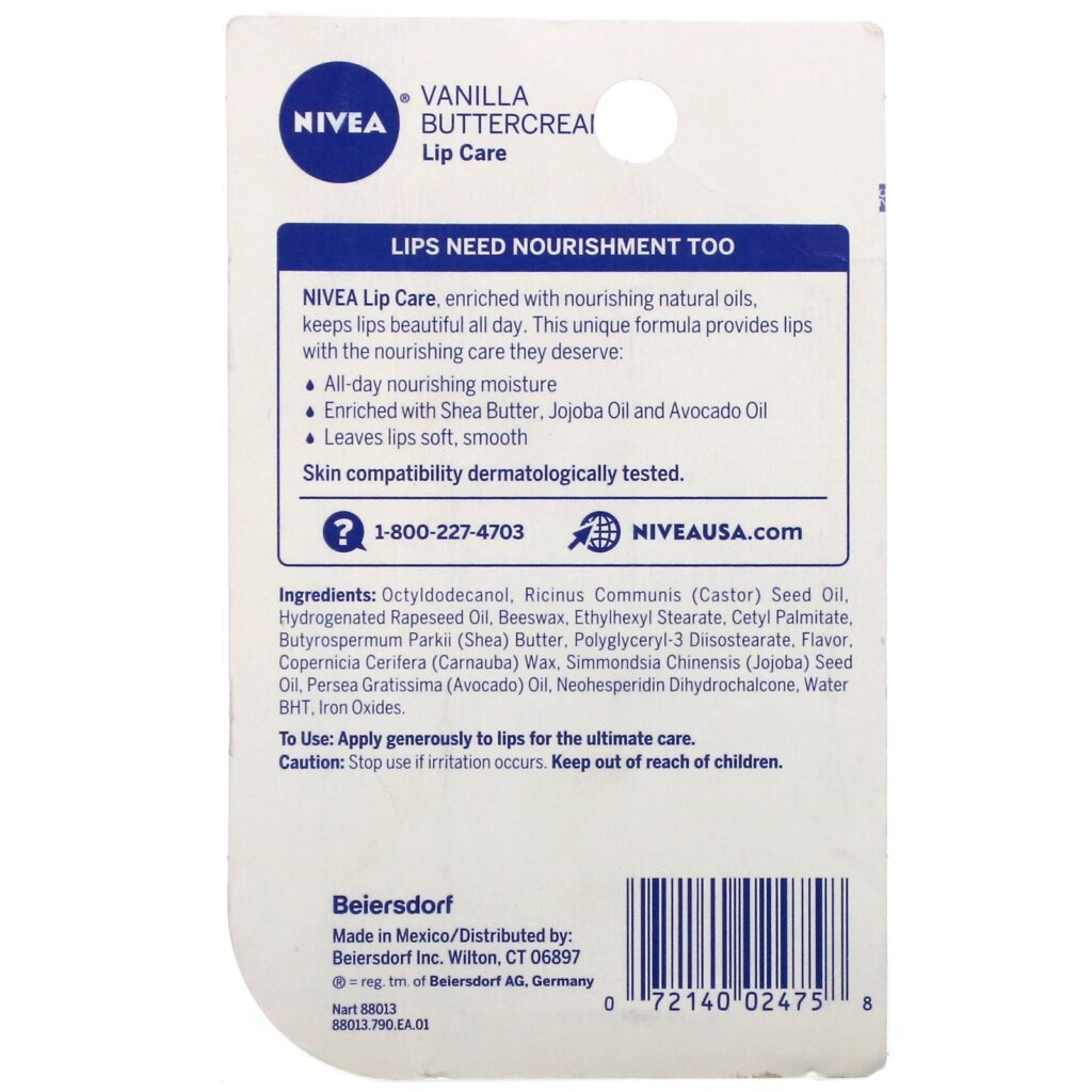 Nivea, Lip Care, Vanilla Buttercream, 2 Pack, 0.17 oz (4.8 g) Each - Imagem 3