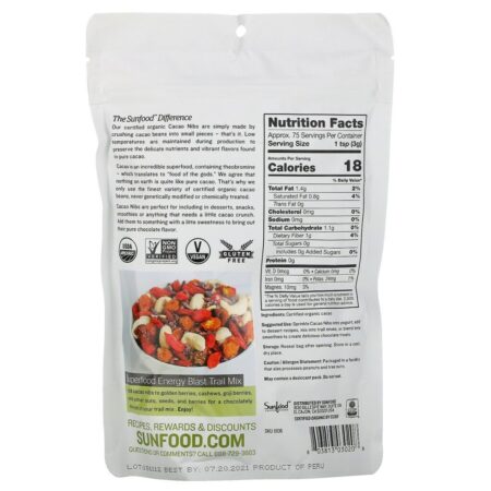 Sunfood, Chocolate de Cacau em Flocos, 227 g (8 oz) - Imagem 2