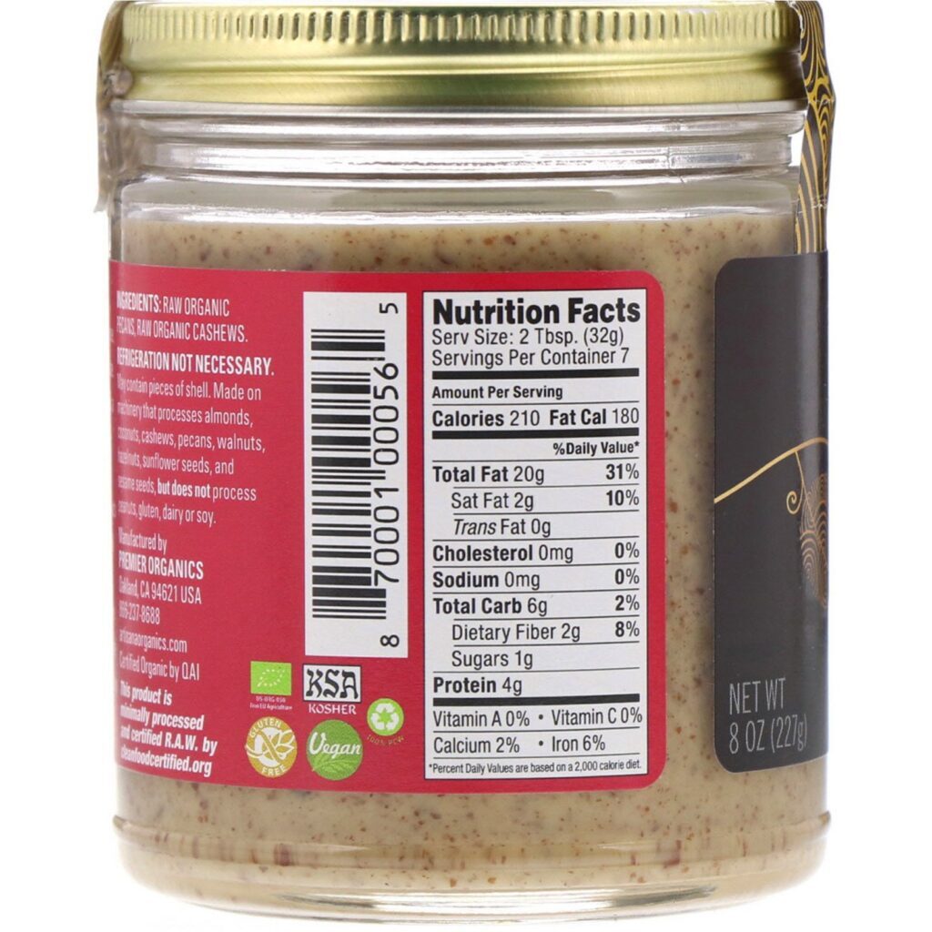 Artisana, Manteiga de Pecan Pura Orgânica, 8 oz (227 g) - Imagem 2