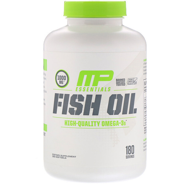 MusclePharm, Essentials, Óleo de Peixe, 180 Cápsulas Softgel