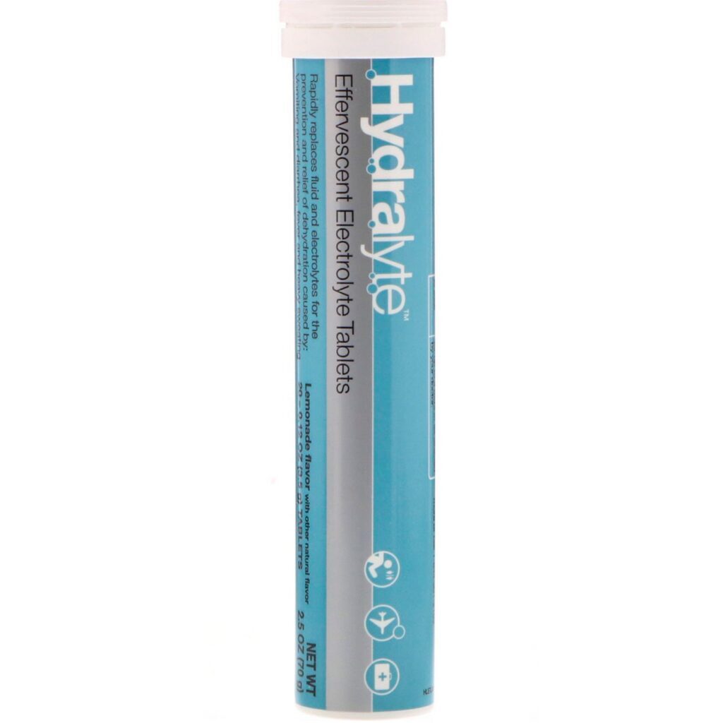 Hydralyte, Eletrólito Efervescente, Sem Cor, Aroma Limonada, 20 Pastilhas, 2,5 oz (70 g) - Imagem 3
