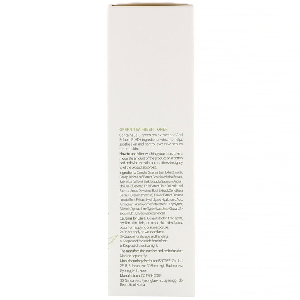 Isntree, Green Tea Fresh Toner, 6.76 fl oz (200 ml) - Imagem 3