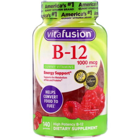 VitaFusion, B12, Sabor natural de framboesa, 1.000 mcg, 140 Gomas