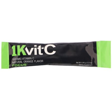 1Kvit-C, Vitamina C, Foco, Mistura Efervescente para Bebida, Sabor Natural de Laranja, 1.000 mg, 30 Envelopes, 6,40 g (0,23 oz) Cada - Image 3