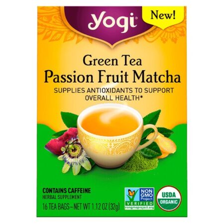 Yogi Tea, Chá Verde, Maracujá e Matcha, 16 Saquinhos de Chá, 1,12 oz (32 g)