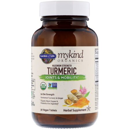 Garden of Life, MyKind Organics, Maximum Strength, Turmeric, Joints & Mobility, 30 Vegan Tablets - Image 3