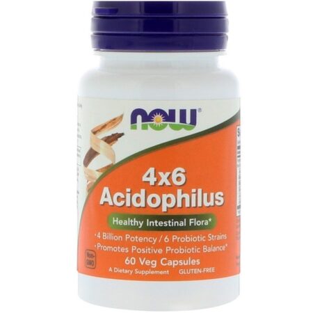 Now Foods, 4x6 Acidophilus, 60 Cápsulas Vegetais