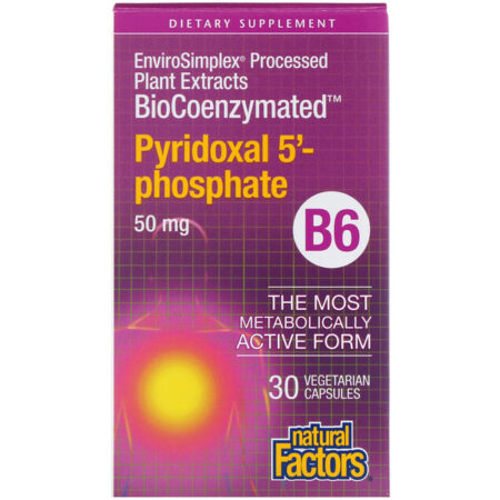 Natural Factors, BioCoenzymated, B6, Piridoxal-5'-Fosfato, 50 mg, 30 Cápsulas Vegetarianas