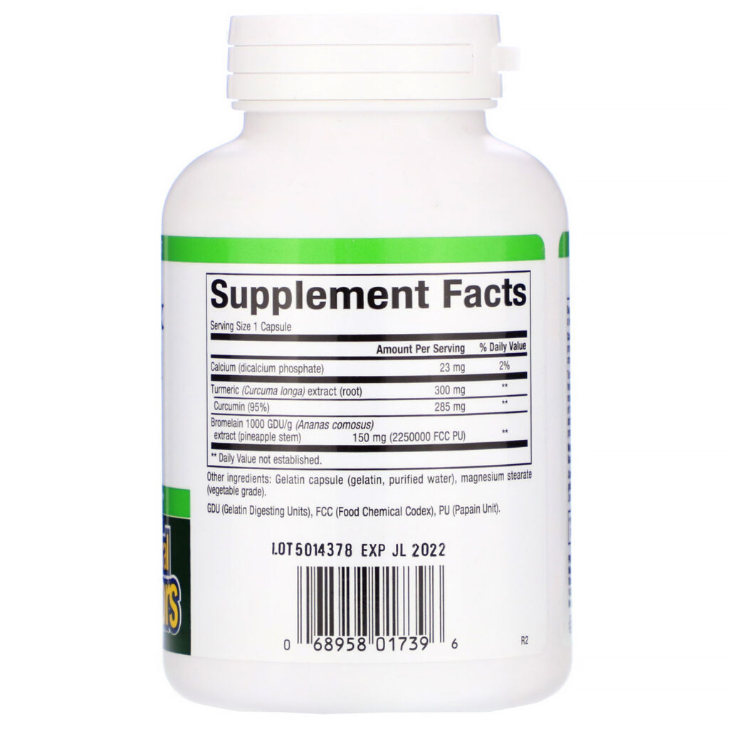 Natural Factors, Cúrcuma e Bromelaína, 450 mg, 180 Cápsulas - Imagem 2