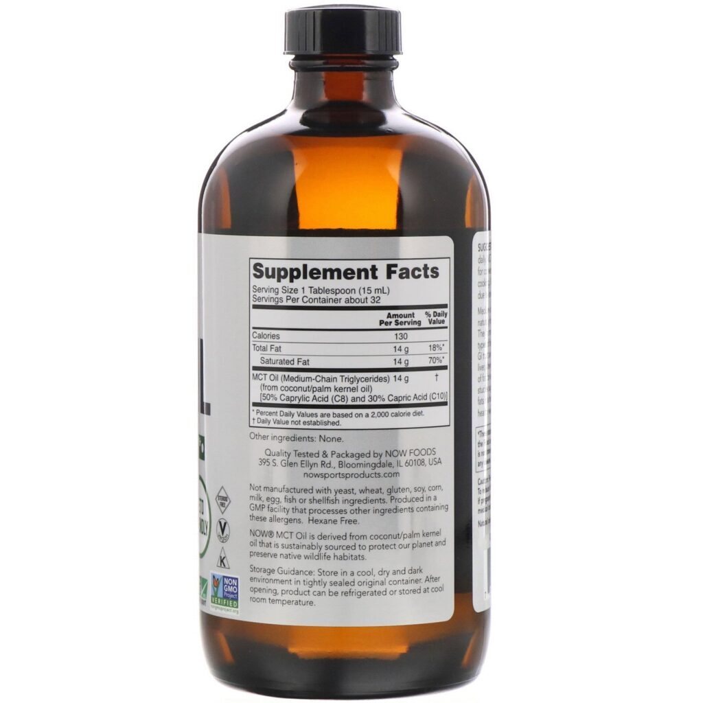 Now Foods, Sports, MCT Oil, Pure, 473 ml (16 fl oz) - Imagem 2