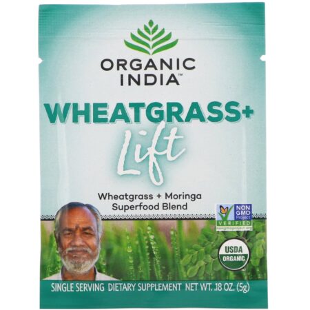 Organic India, Wheatgrass+ Lift, Superfood Blend, 15 Packs, 0.18 oz (5 g) Each - Image 3