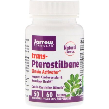 Jarrow Formulas, Trans-Pterostilbeno, 50 mg, 60 Cápsulas Vegetais