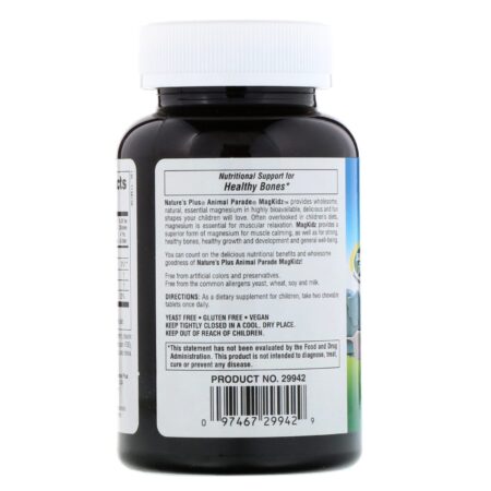 Nature's Plus, Animal Parade, MagKidz, Magnésio para Crianças, Sabor Natural de Cereja, 90 Comprimidos em Formato de Animais - Image 3