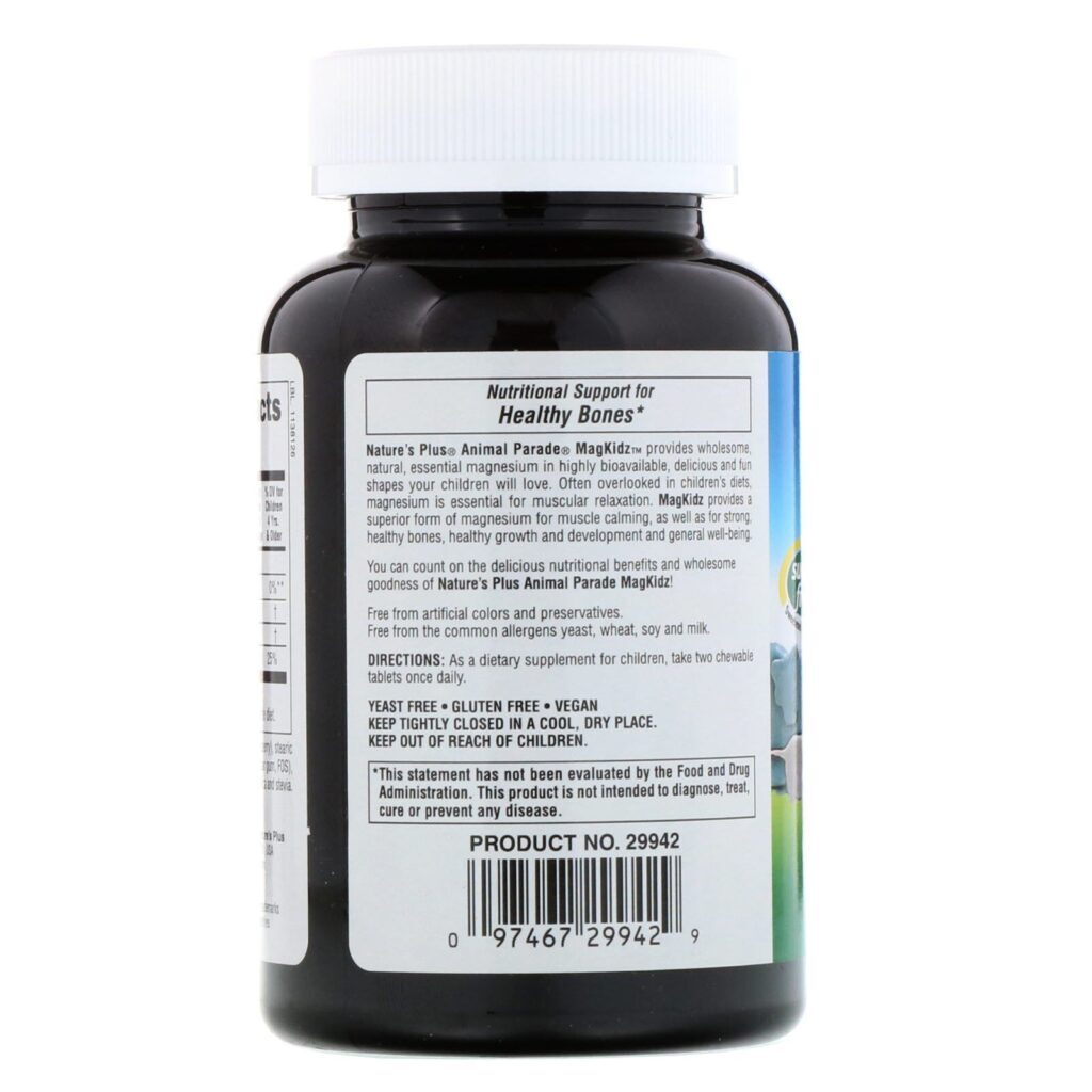 Nature's Plus, Animal Parade, MagKidz, Magnésio para Crianças, Sabor Natural de Cereja, 90 Comprimidos em Formato de Animais - Imagem 3