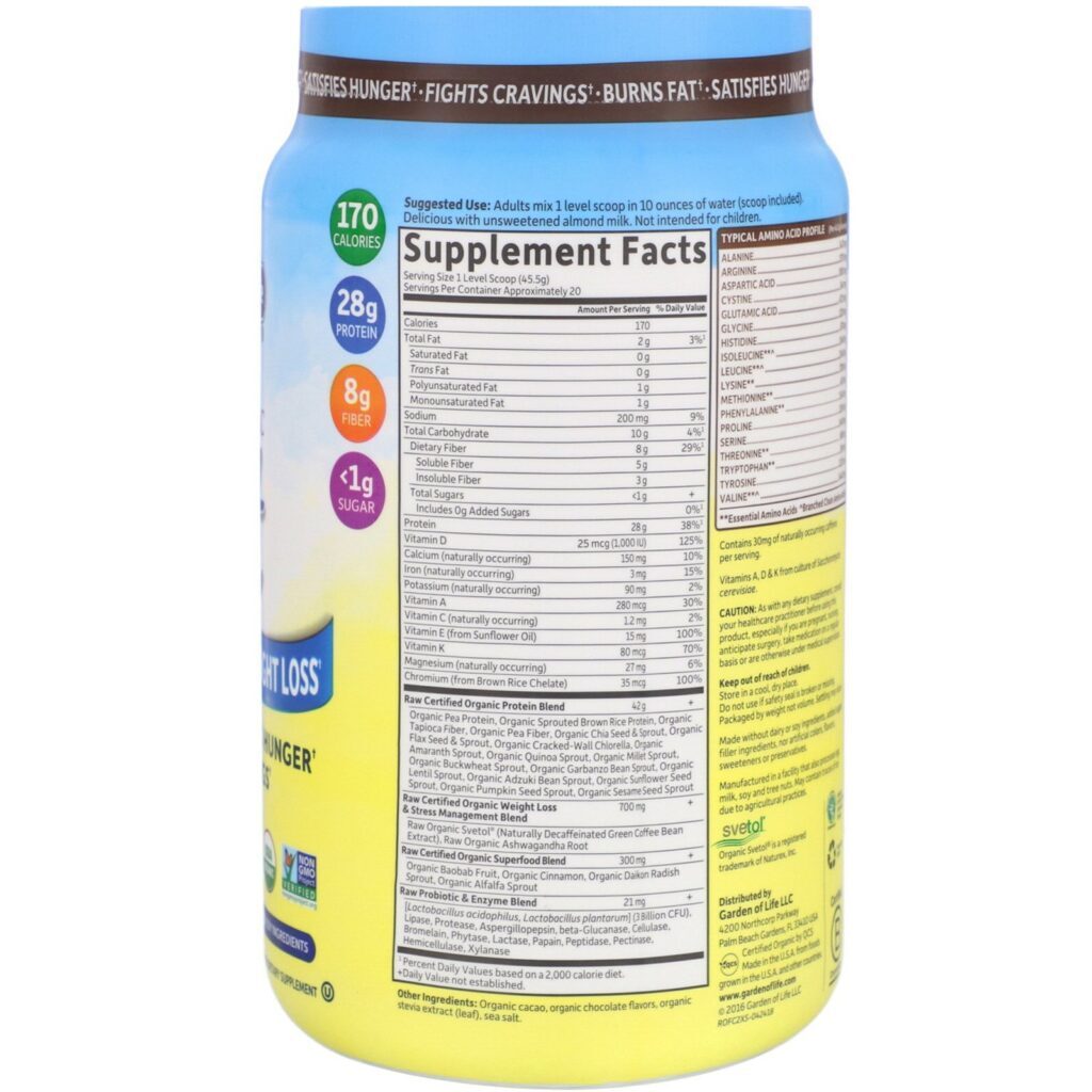 Garden of Life, RAW Organic Fit, High Protein for Weight Loss, Chocolate, 32.09 oz (910 g) - Imagem 2