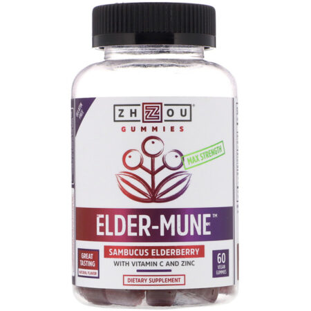 Zhou Nutrition, Elder-Mune Extrapotência, Baga de Sabugueiro, 60 Gomas Veganas