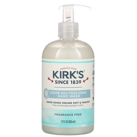 Kirk's, Odor Neutralizing Hand Wash, Fragrance Free, 12 fl oz (355 ml)