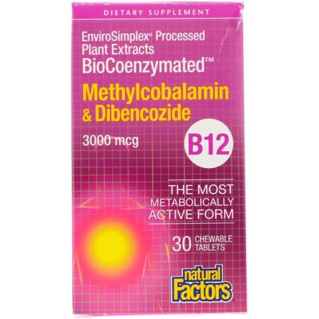 Natural Factors, BioCoenzymated, B12, Methylcobalamin & Dibencozide, 3,000 mcg, 30 Chewable Tablets