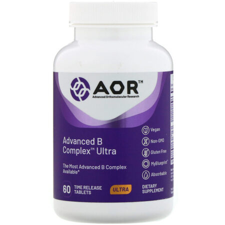 Advanced Orthomolecular Research AOR, Advanced B Complex Ultra, 60 Comprimidos de Liberação Programada