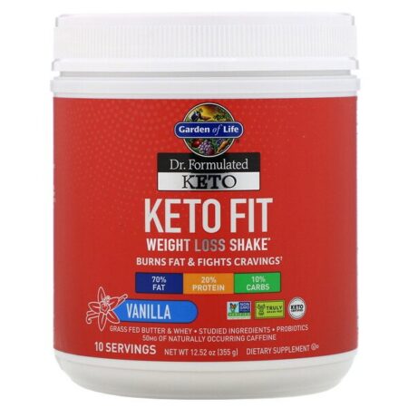 Garden of Life, Shake de Emagrecimento Keto Fit Dr. Formulated, Baunilha, 355 g (12,52 oz)