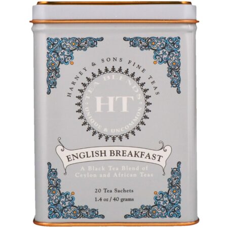 Harney & Sons, Mistura de Chá HT, English Breakfast, 20 Sachês de Chá, 40 ml (1,4 oz)