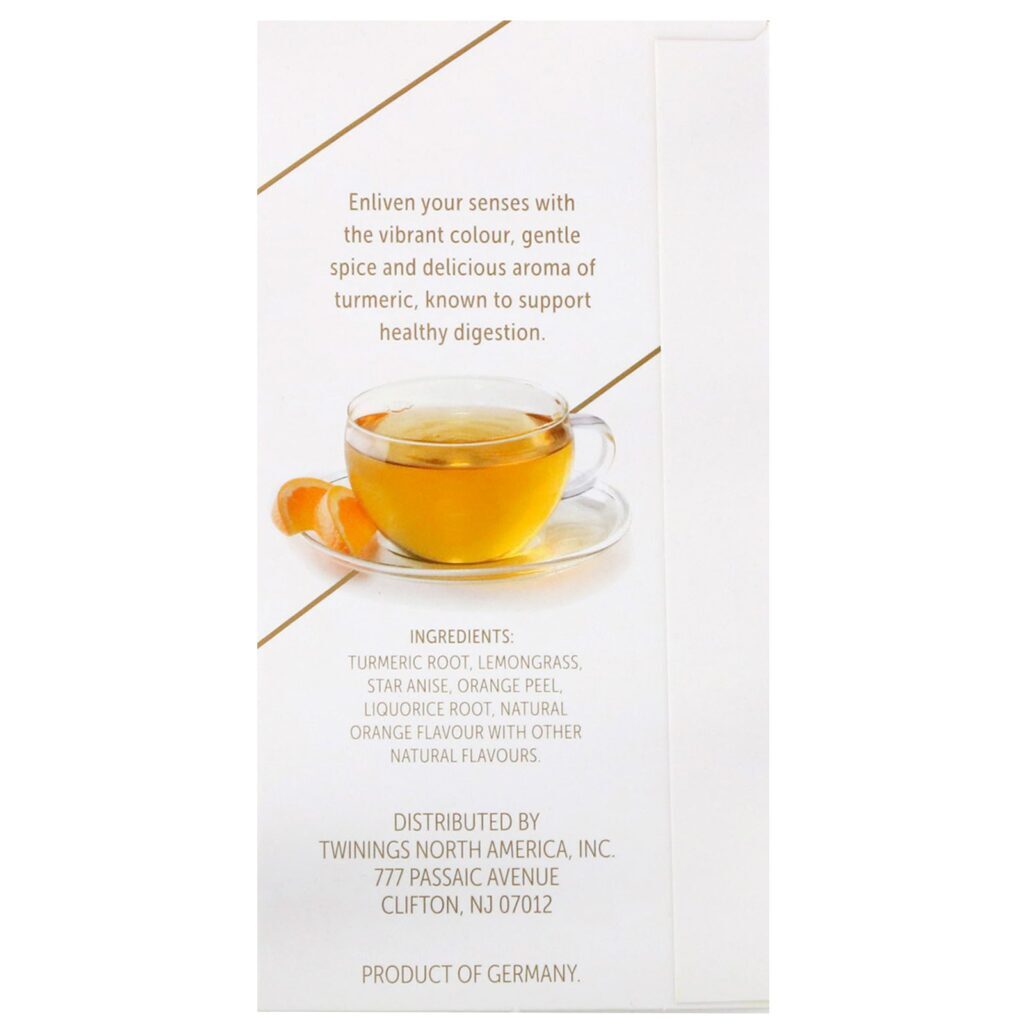 Twinings, Chá de Ervas Calmante, Cúrcuma, Laranja e Estrela-de-anis, Sem Cafeína, 18 Saquinhos, 36 g - Imagem 2