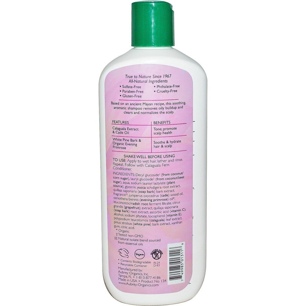 Aubrey Organics, Shampoo de samambaia Calaguala, Tratamento calmante, Todos os tipos de cabelo, 11 fl oz (325 ml) - Imagem 2