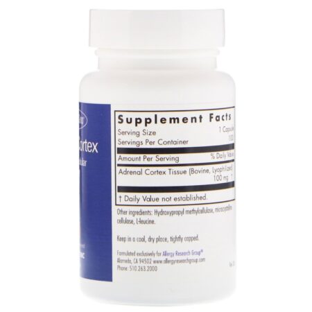 Allergy Research Group, Glandular Natural do Córtex Adrenal, 100 Vegicaps - Image 2