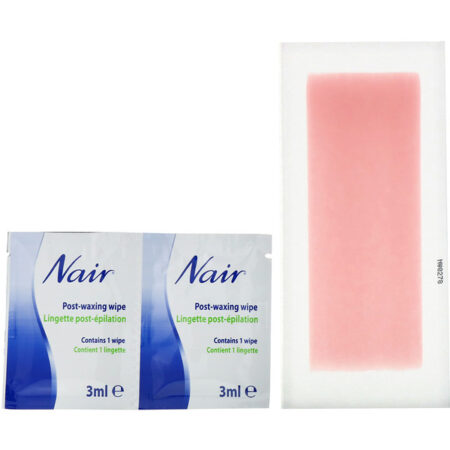 Nair, Removedor de Pelos, Folhas de Cera Prontas para a Aplicação, Para Pernas e Corpo, 40 Folhas de Cera + 6 Lenços para Limpeza Posterior