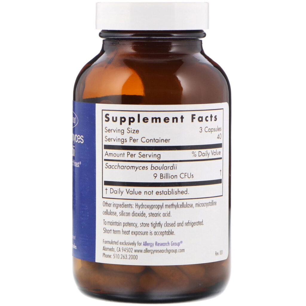 Allergy Research Group, Saccharomyces Boulardii, Levedura Probiótica Favorável, 120 Cápsulas Vegetarianas - Imagem 2