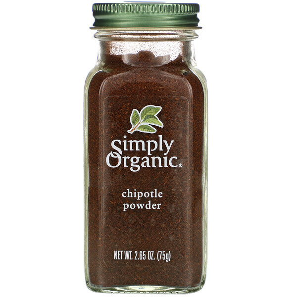 Simply Organic, Pimenta Chipotle Orgânica em Pó, 75 g