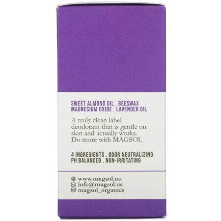 Magsol, Magnesium Deodorant, Lavender, 3.2 oz (95 g) - Image 3