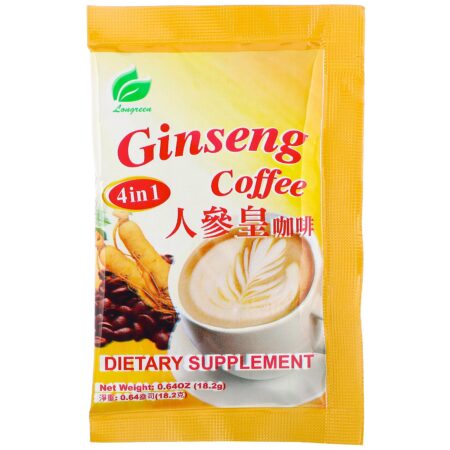 Longreen, Café com Ginseng 4 em 1, 10 Sachês, 182 g (6,4 oz) - Image 2